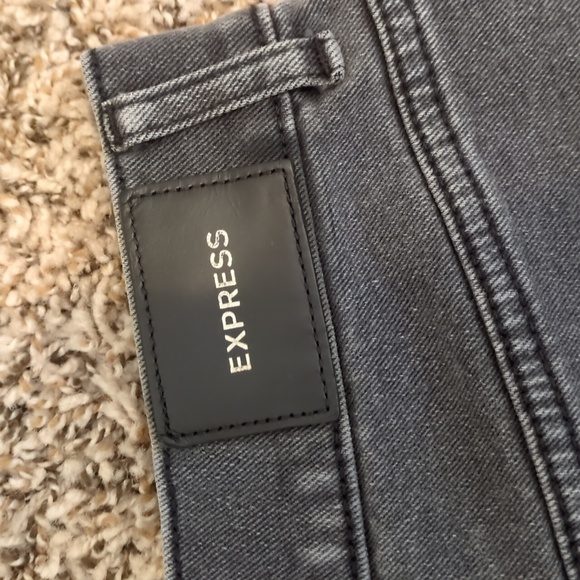 Express dark gray copped flare high rise raw hem jeans - Picture 11 of 12